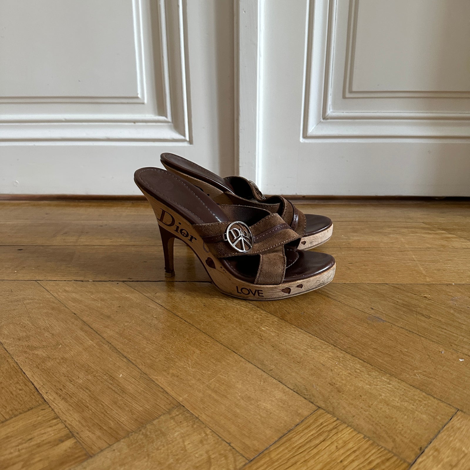 Christian Dior by John Galliano 2000s Peace and Love Clog Mules