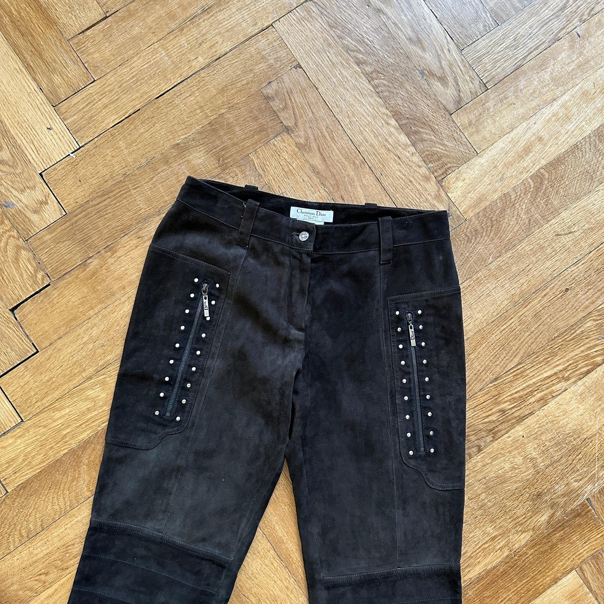Christian Dior by John Galliano AW04 Studded Suede Biker Pants