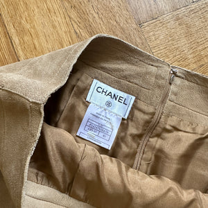 Chanel FW99 Beige Suede Mini Skirt