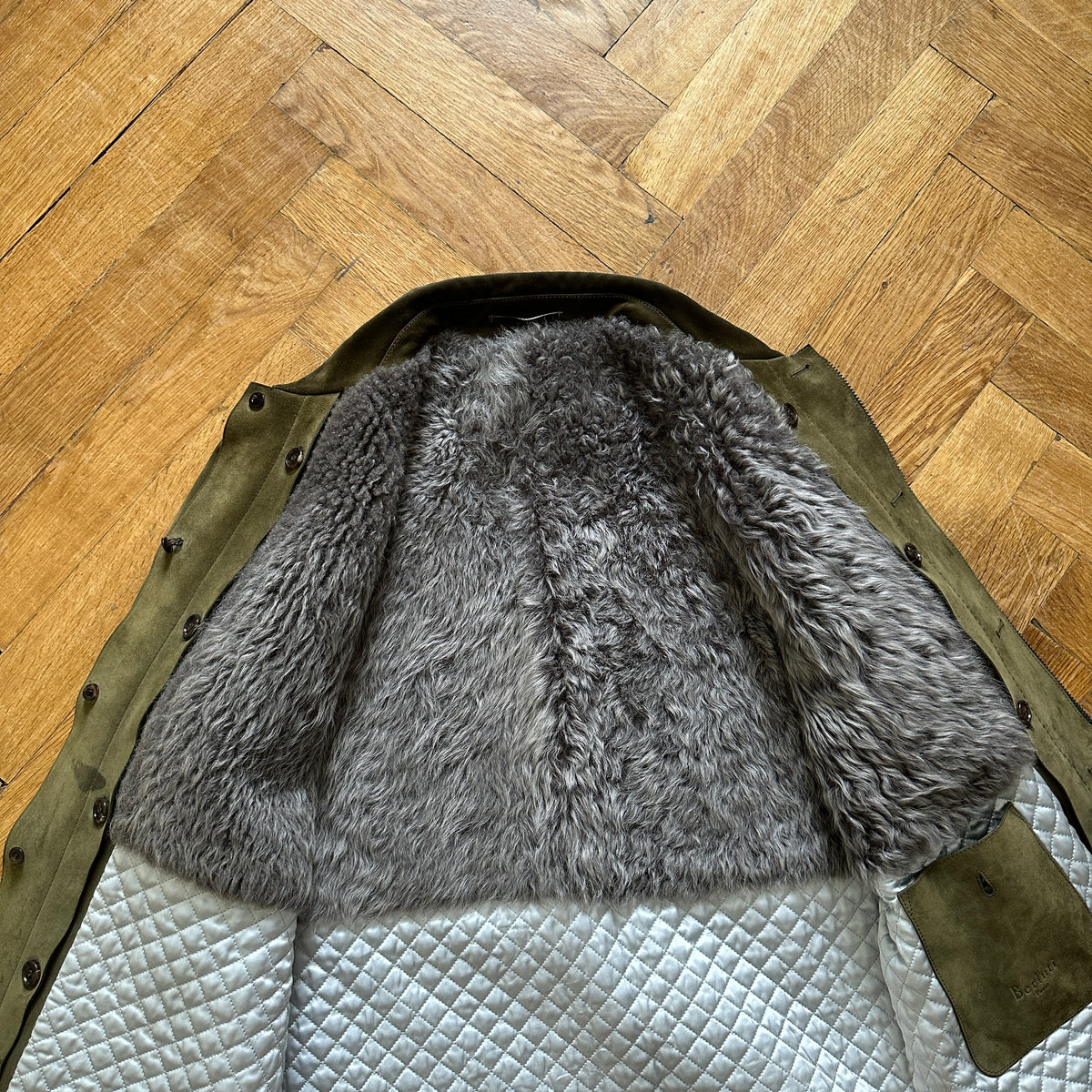 Berluti by Haider Ackermann FW18 Khaki Suede Jacket with Removable Fur Vest