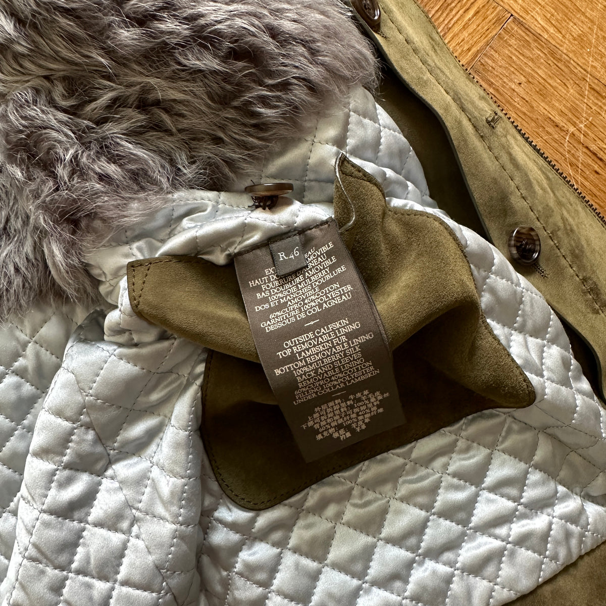 Berluti by Haider Ackermann FW18 Khaki Suede Jacket with Removable Fur Vest