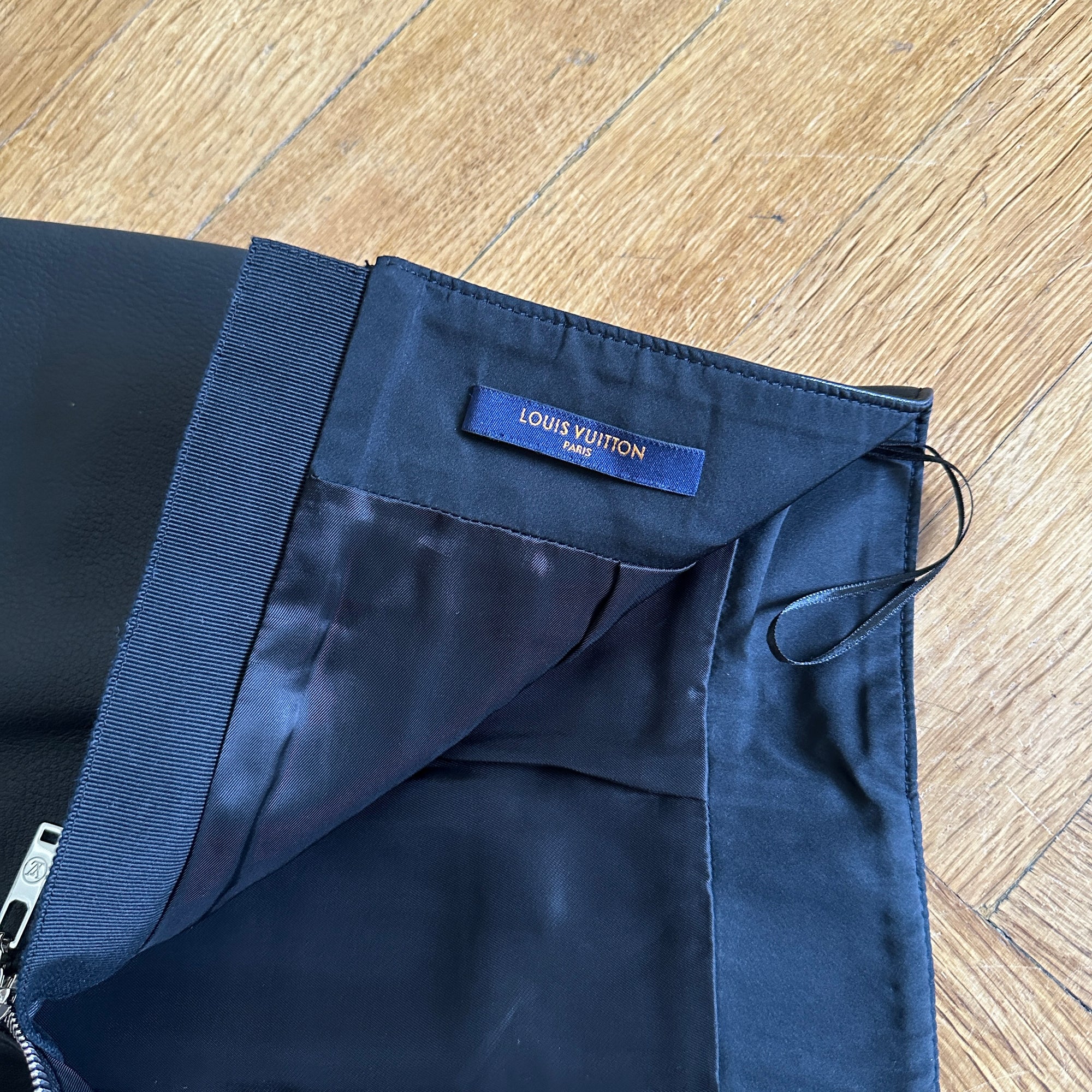 Louis Vuitton Black Leather Prototype Paneled Skirt