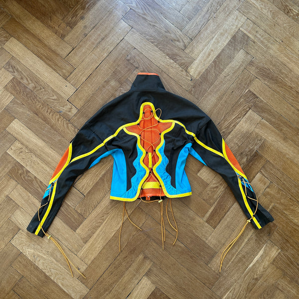 希少極美品⭐︎ISSEY MIYAKE /イッセイミヤケ ジャケットL アーカイブ Issey Miyake Vintage Multicolor Laced Cropped Jacket - Ākaibu Store