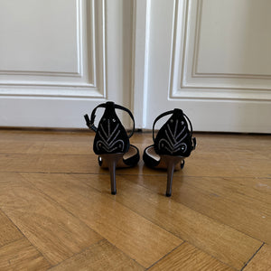 Christian Dior 2000s Strapped Beaded Velvet Heels
