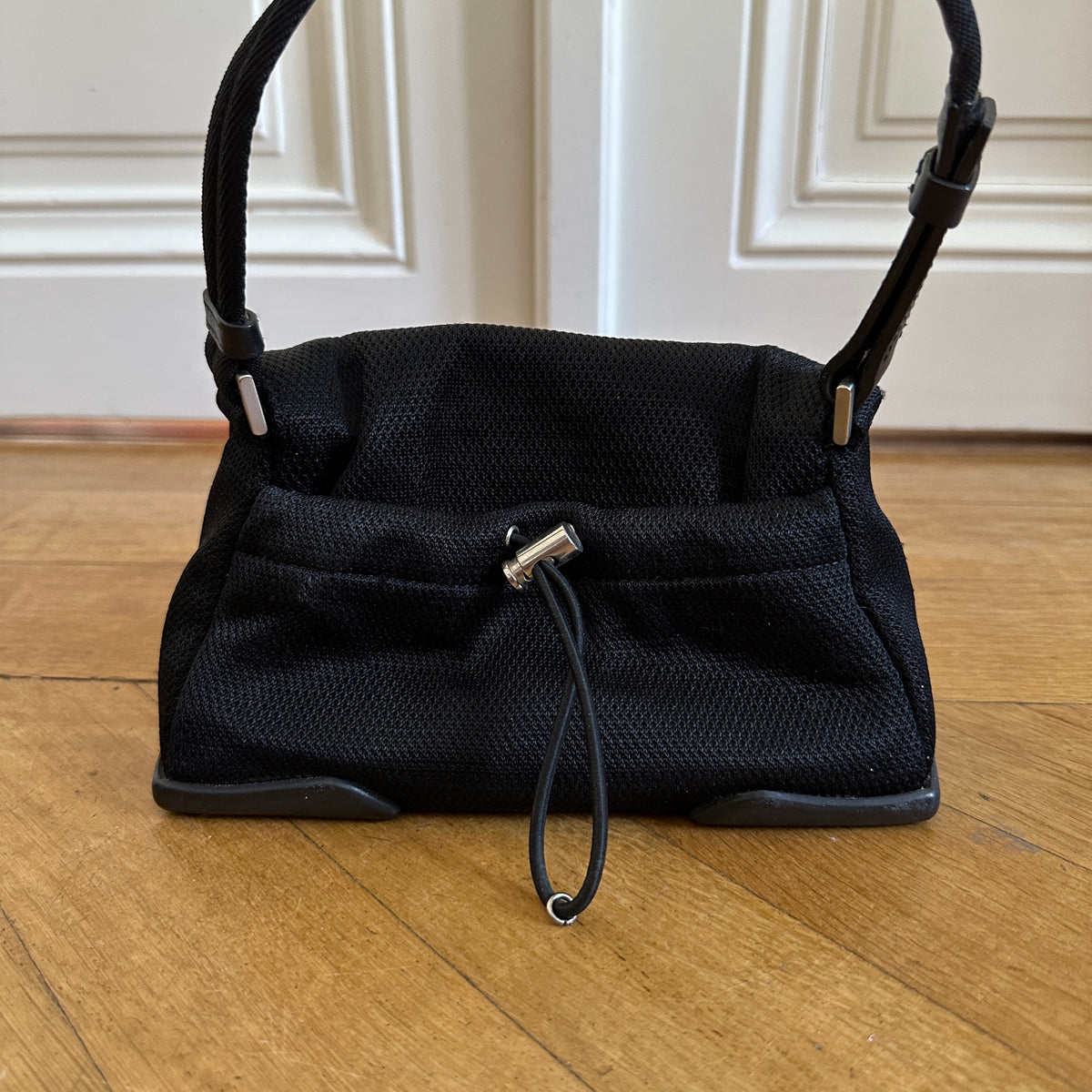 Prada 2000s Black Mesh Buckled Mini Bag