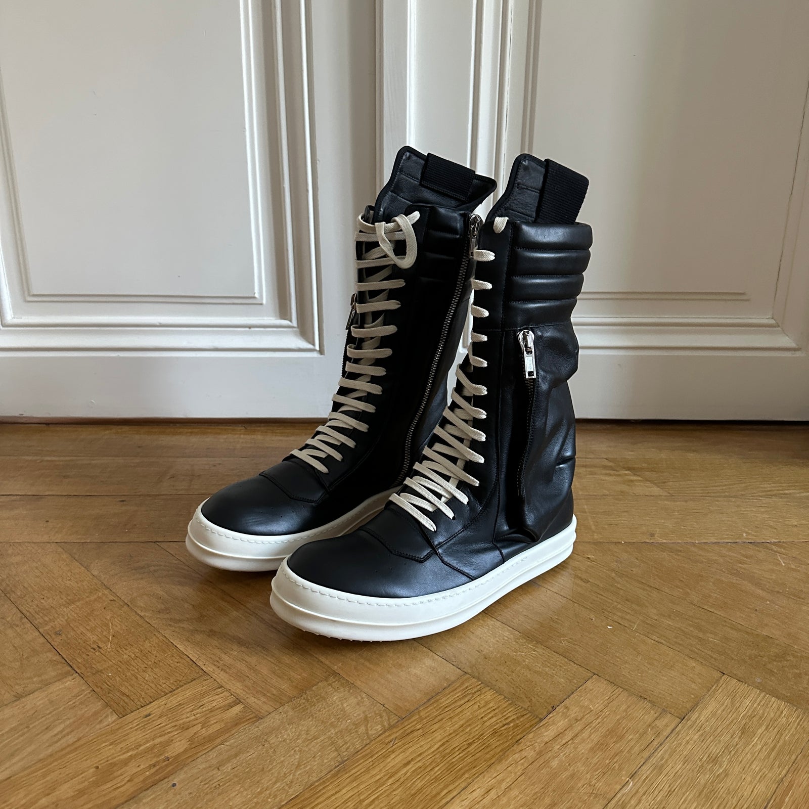 Rick Owens Black Leather Cargobaskets