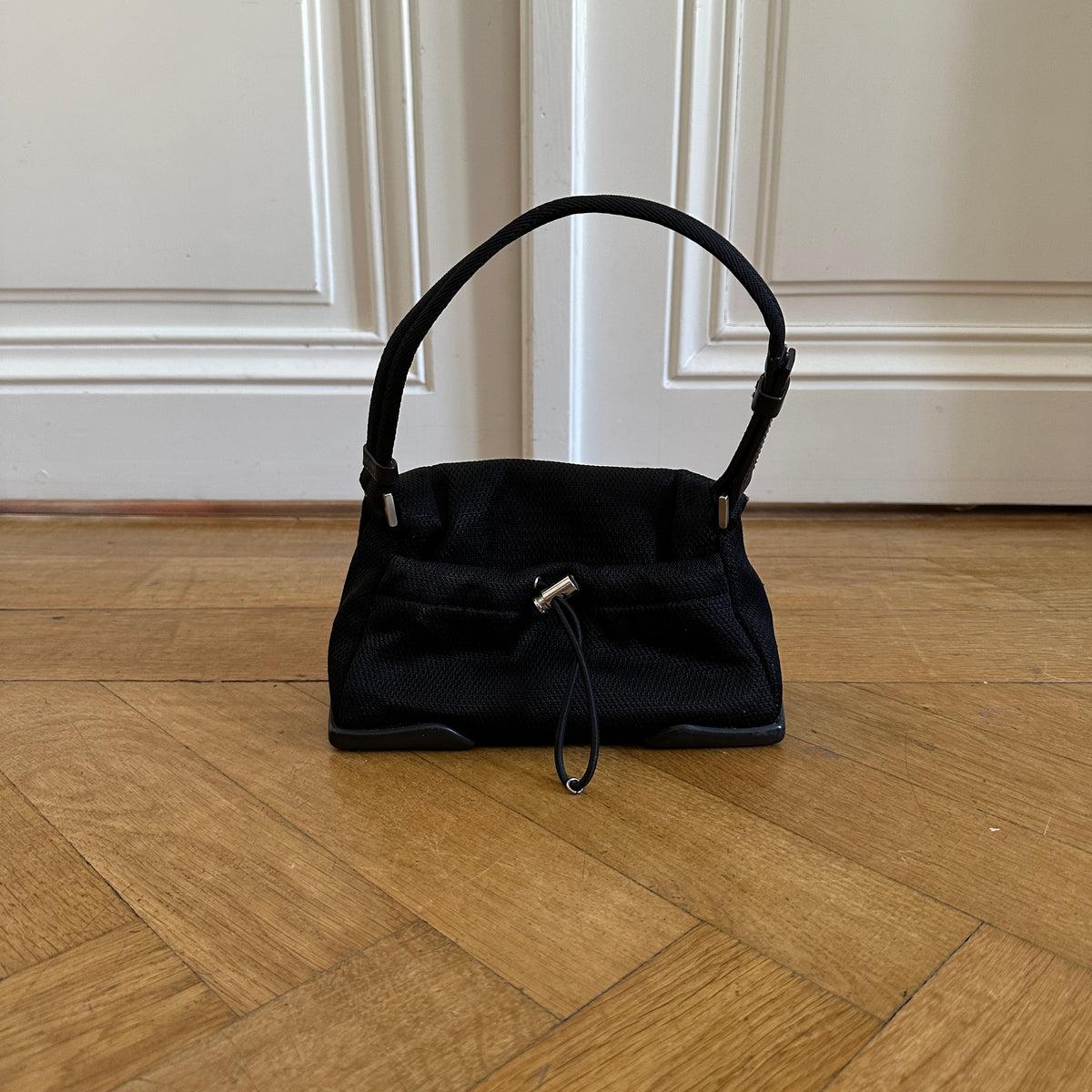 Prada 2000s Black Mesh Buckled Mini Bag
