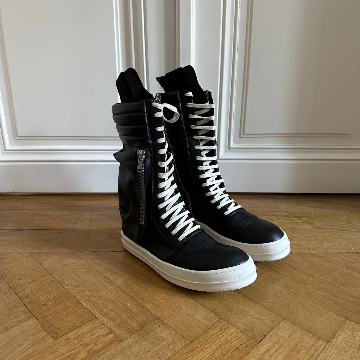 Rick Owens Black Leather Cargobaskets