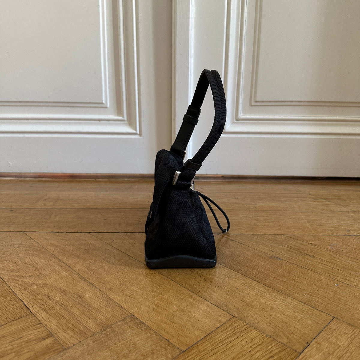 Prada 2000s Black Mesh Buckled Mini Bag