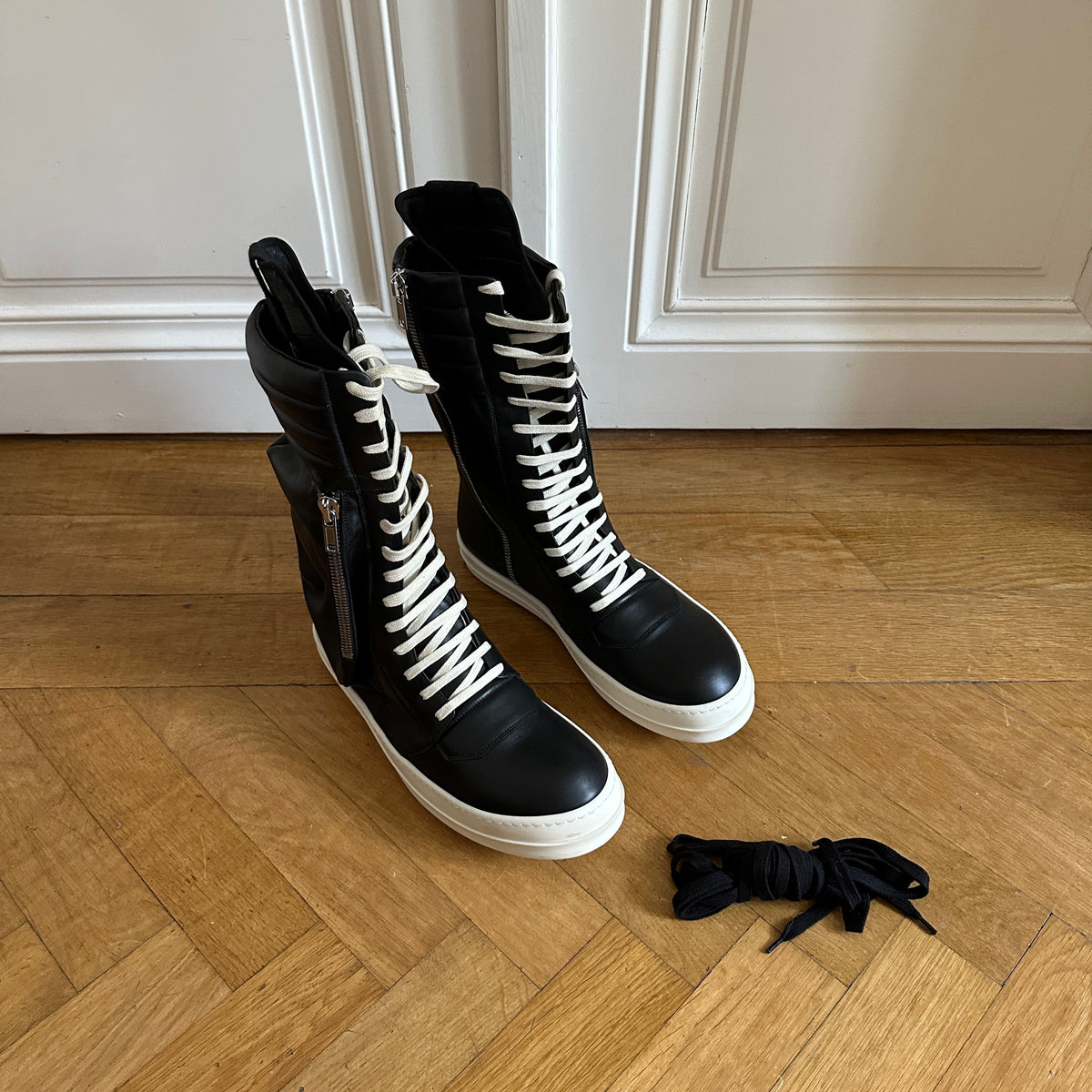 Rick Owens Black Leather Cargobaskets