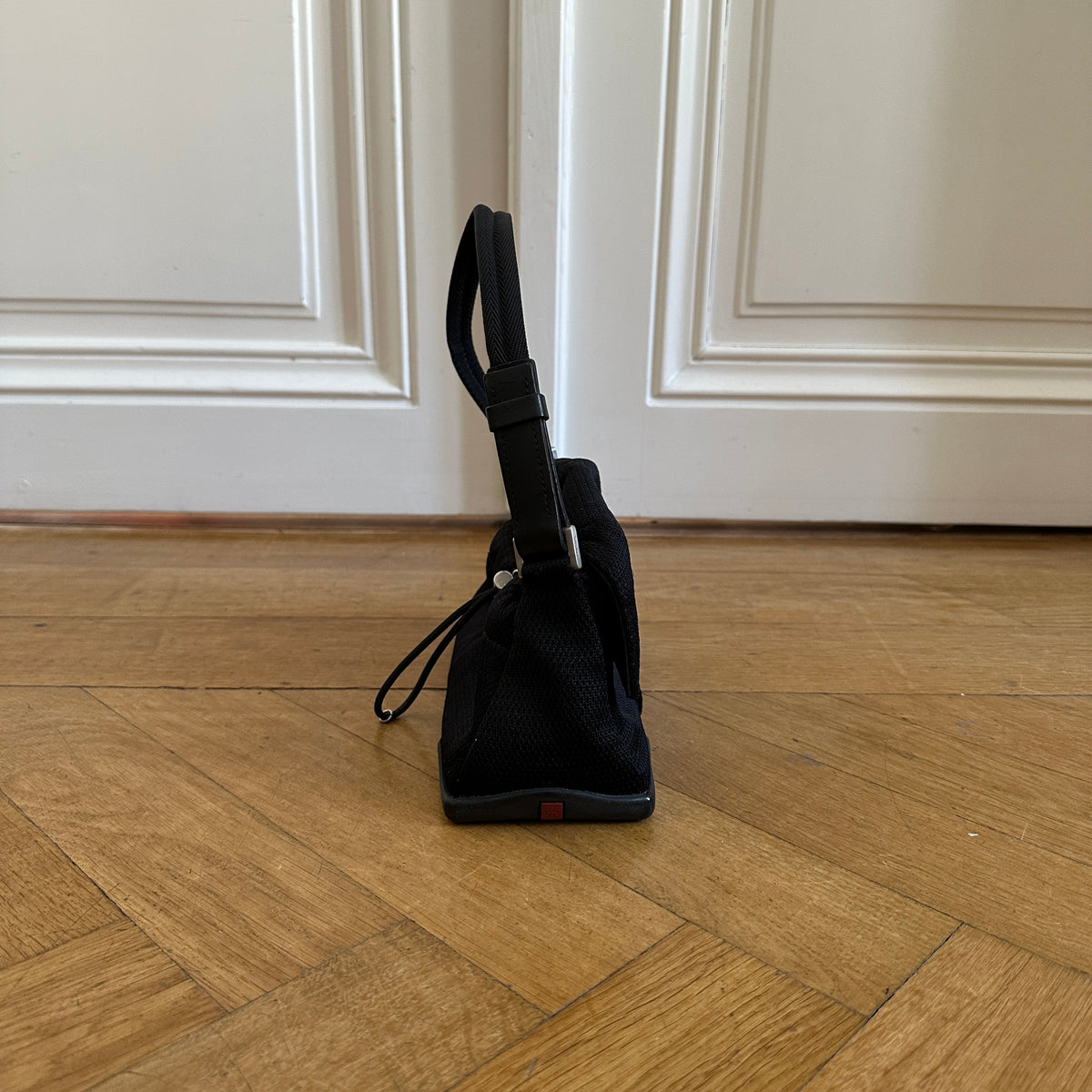 Prada 2000s Black Mesh Buckled Mini Bag