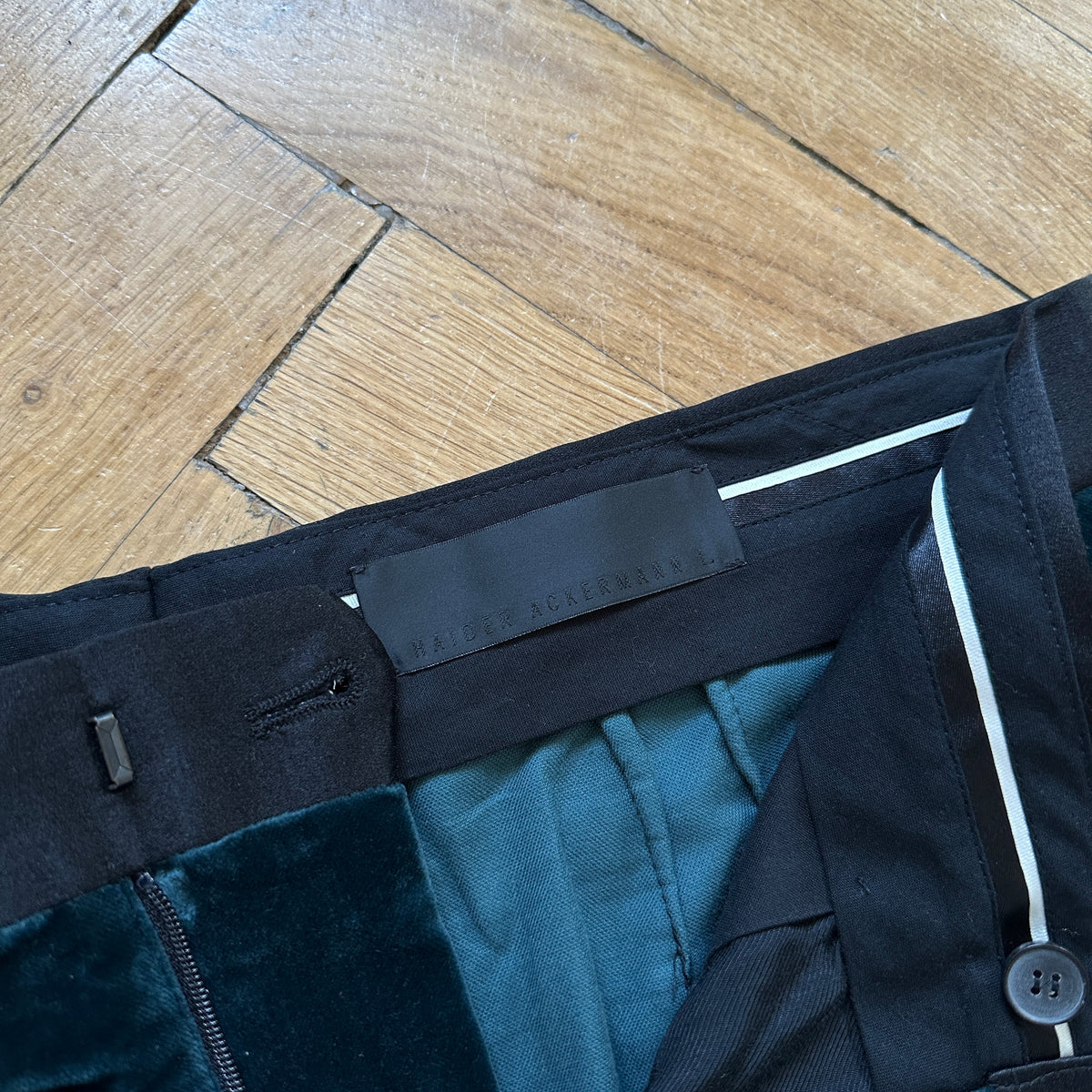 Haider Ackermann FW15 Green Velour Pants
