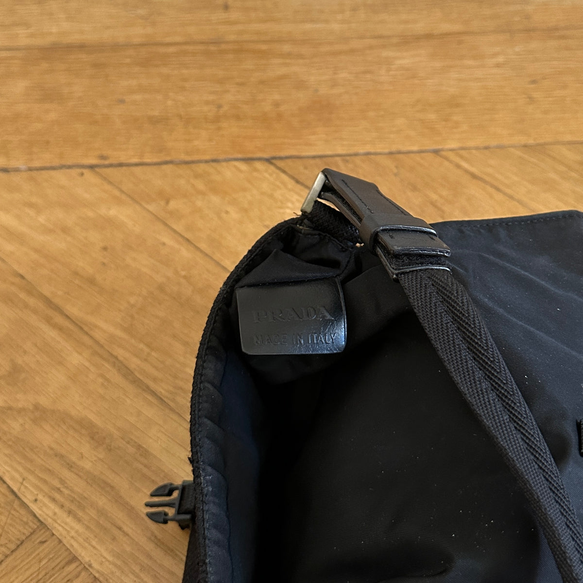 Prada 2000s Black Mesh Buckled Mini Bag