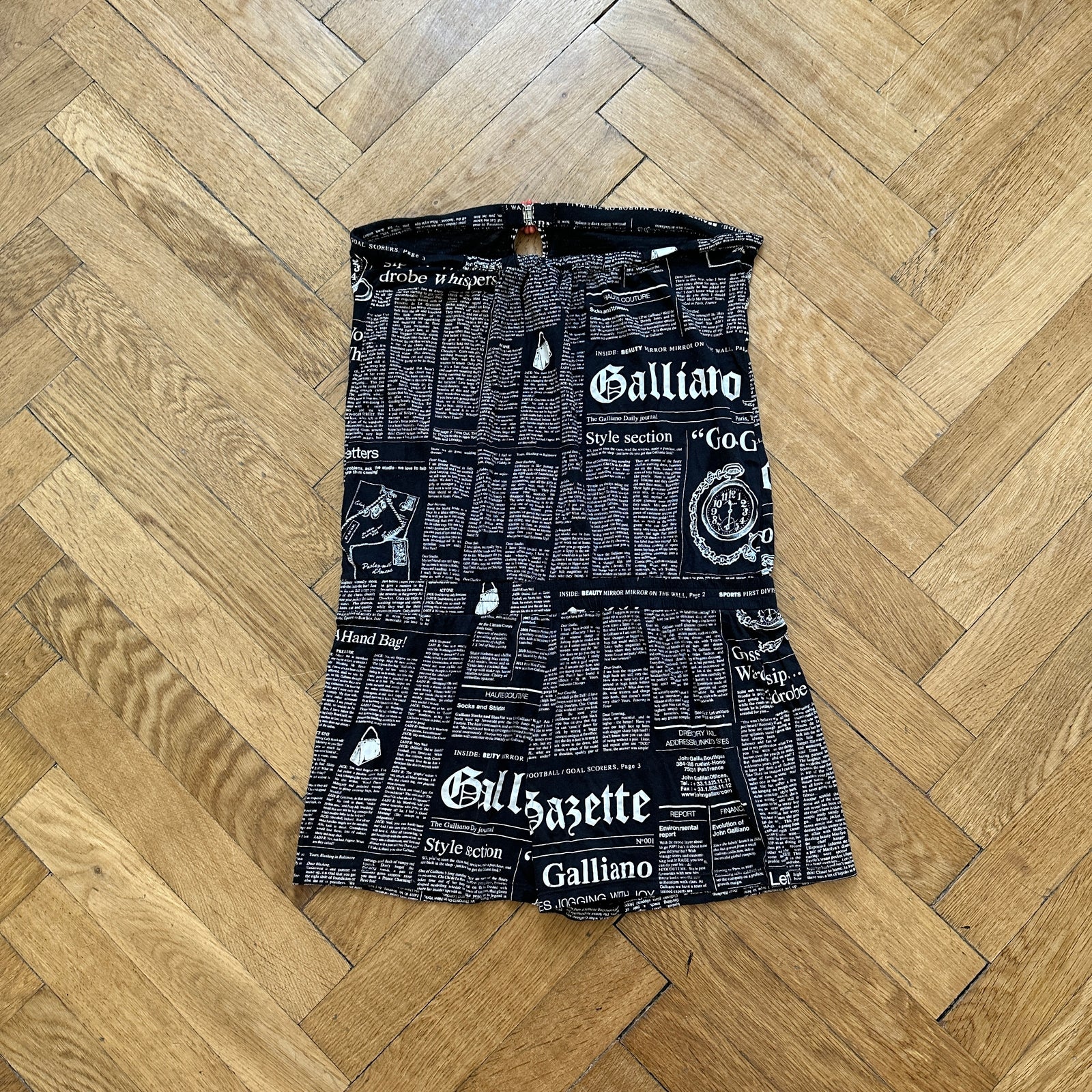 John Galliano 2000s Gazette Print Beach Top