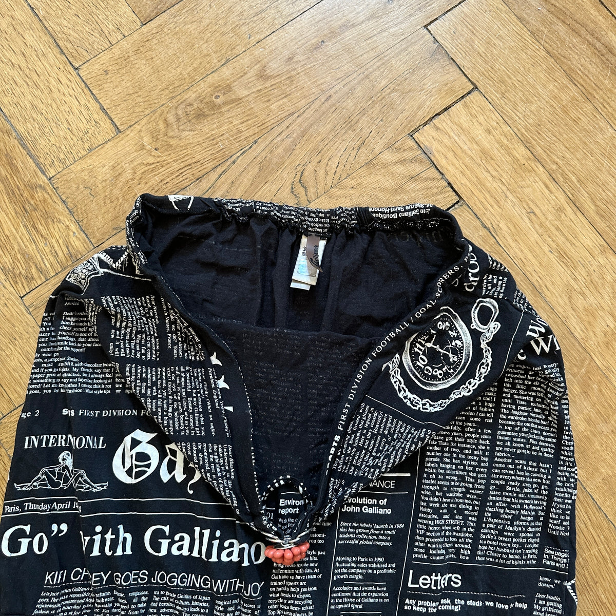 John Galliano 2000s Gazette Print Beach Top