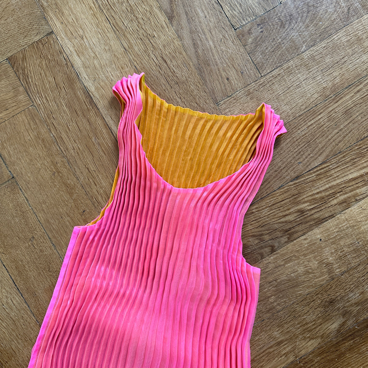 Issey Miyake Pleats Please Fluorescent Double Layer Plissee Top