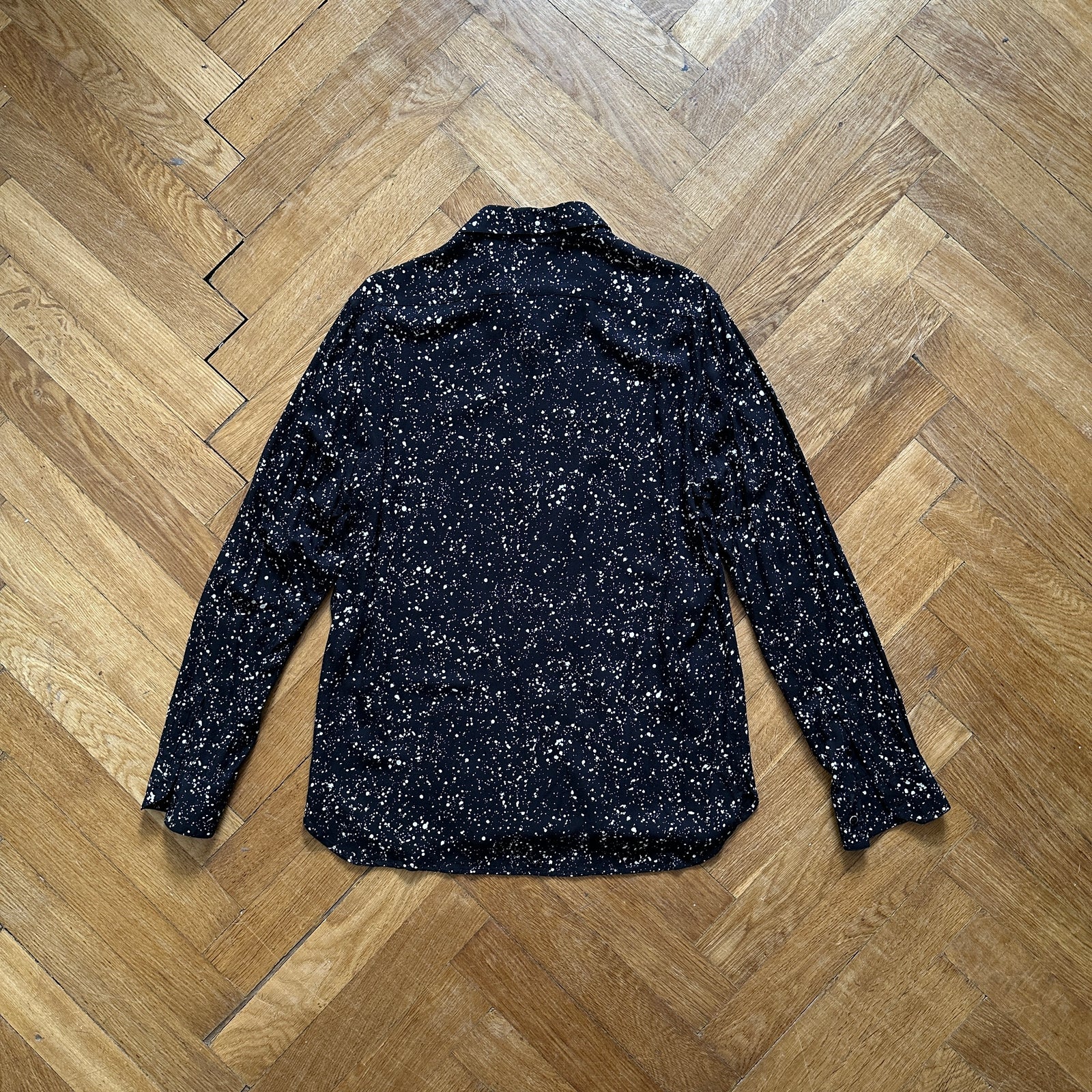 Saint Laurent Paris FW15 Black Paint Splatter Viscose Shirt