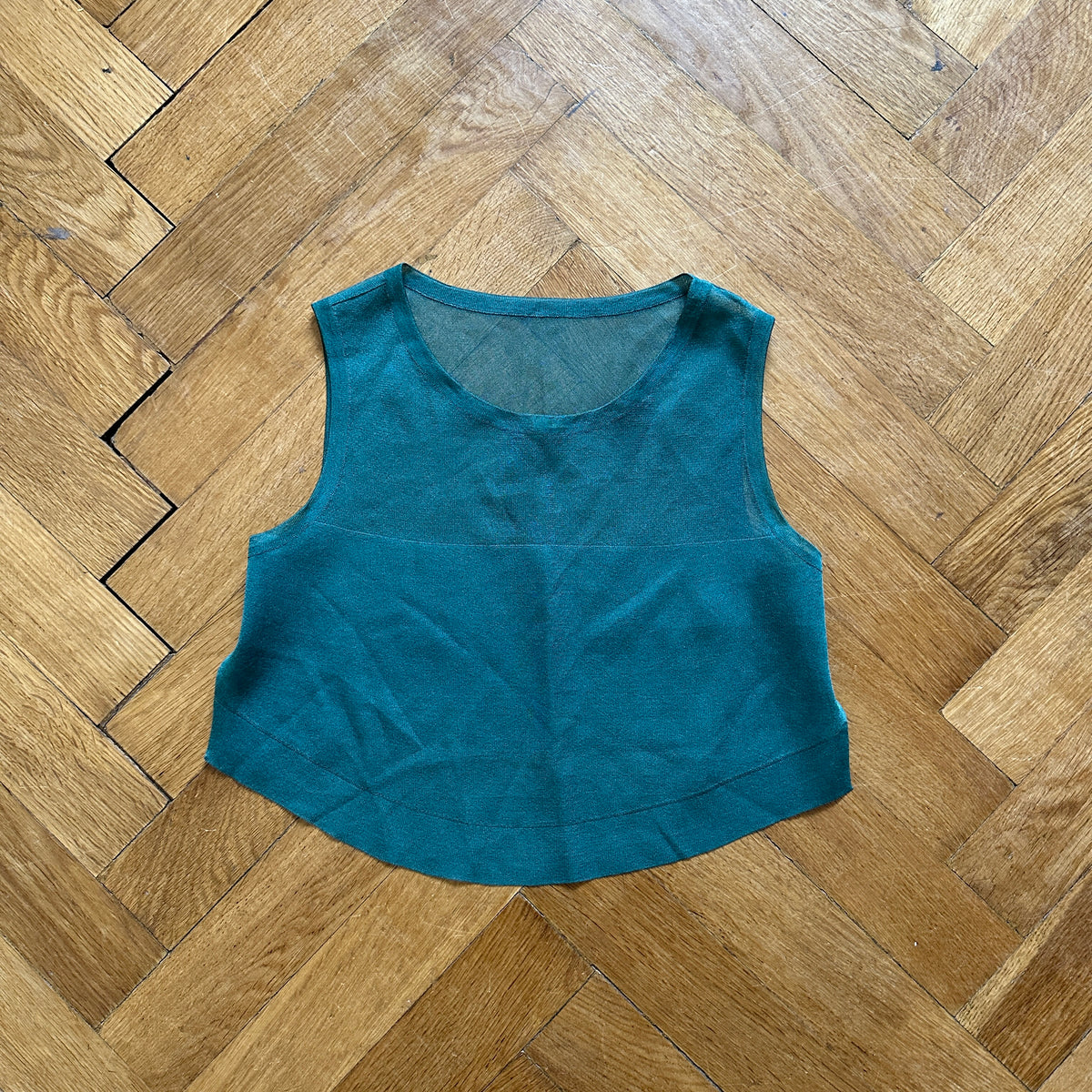 Azzedine Alaïa Vintage Teal Mesh Croptop