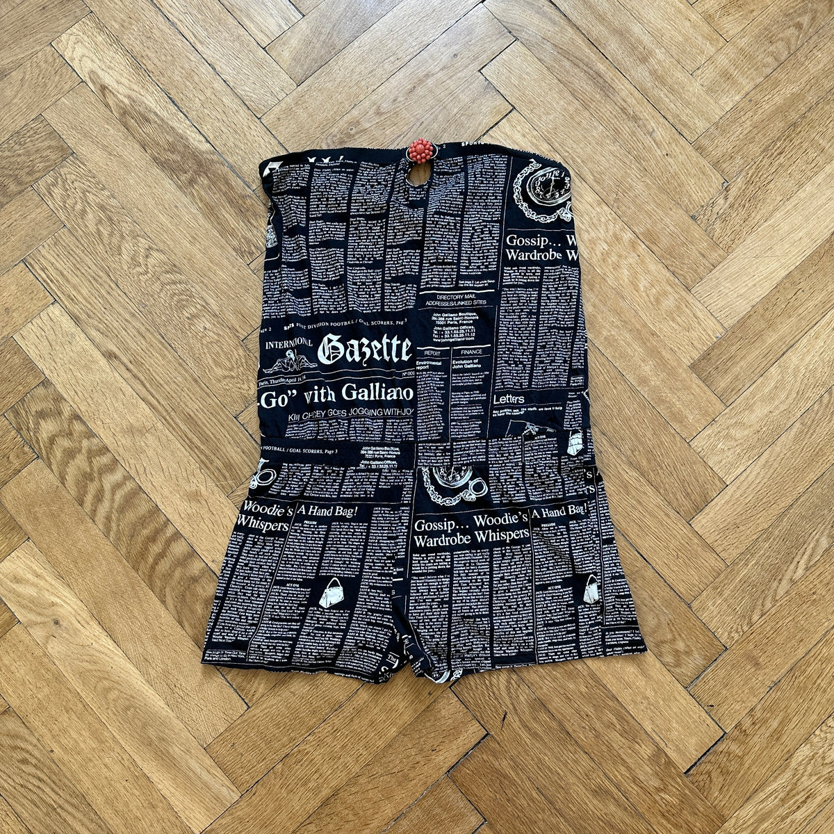 John Galliano 2000s Gazette Print Beach Top