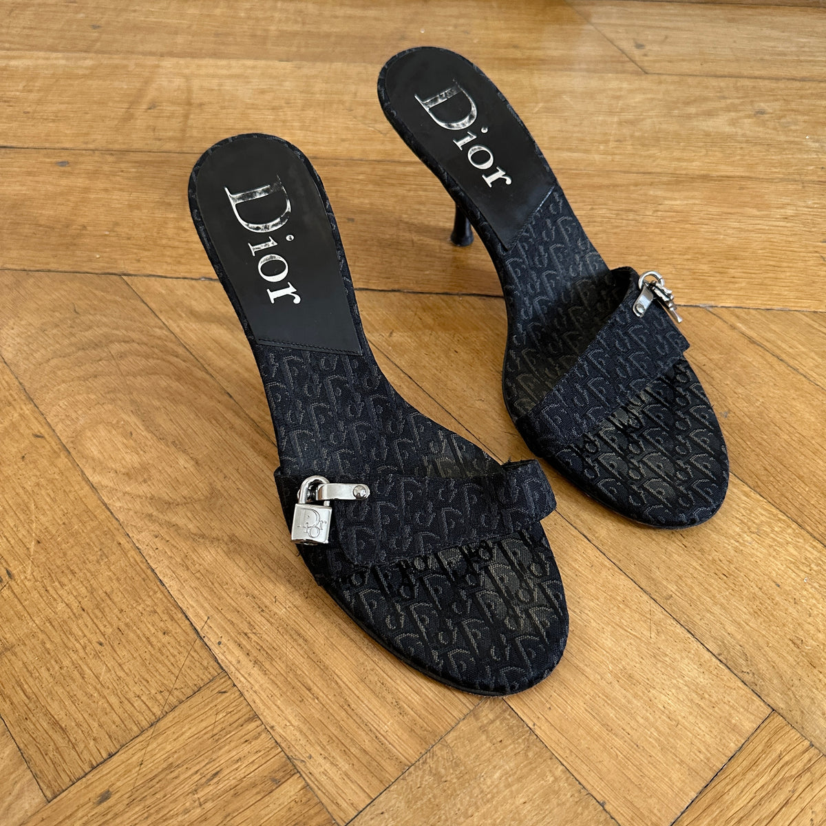 Christian Dior by John Galliano Monogram Key Lock Heeled Sandals