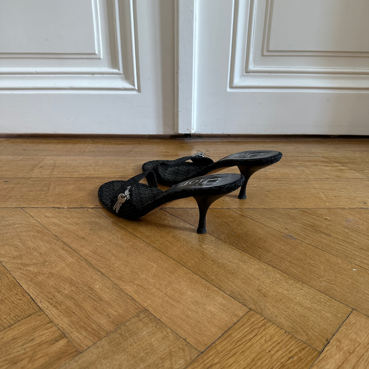 Christian Dior by John Galliano Monogram Key Lock Heeled Sandals