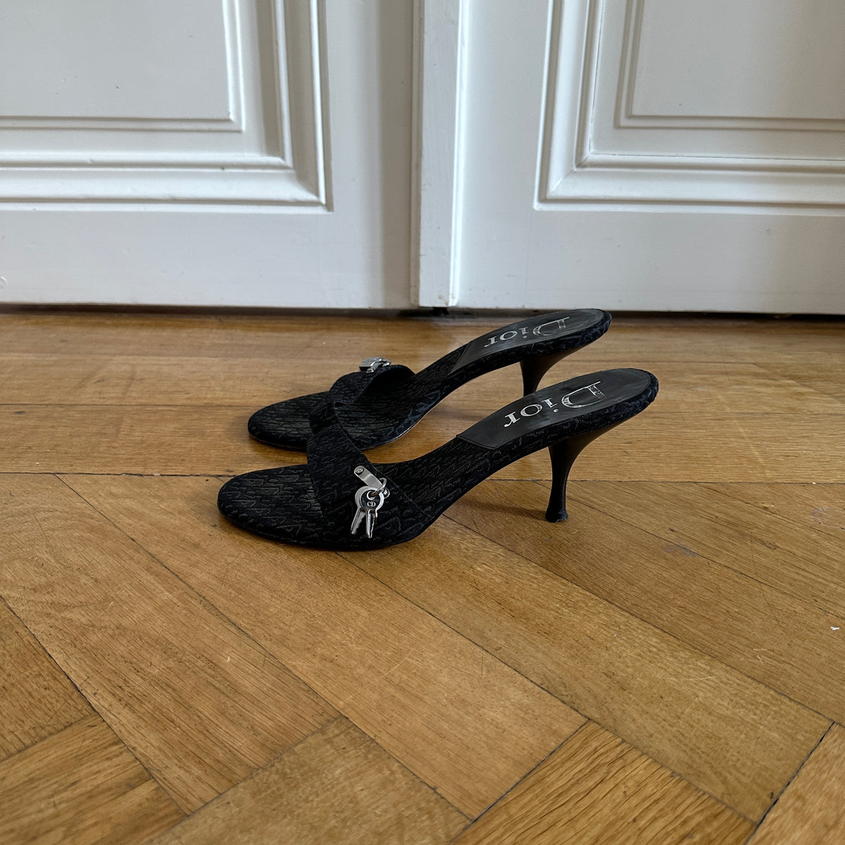 Christian Dior by John Galliano Monogram Key Lock Heeled Sandals