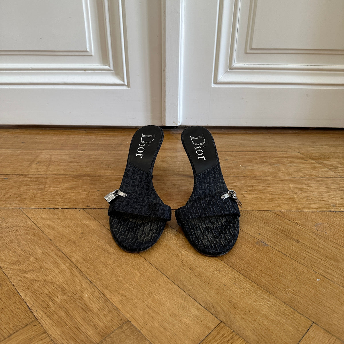 Christian Dior by John Galliano Monogram Key Lock Heeled Sandals