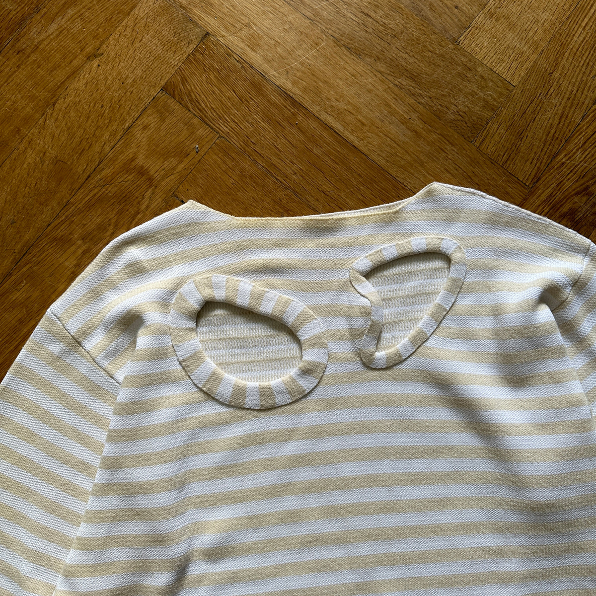 Celine by Phoebe Philo Cut Out Knit Striped Sweater