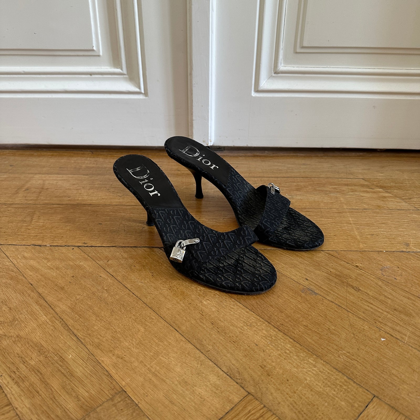 Christian Dior by John Galliano Monogram Key Lock Heeled Sandals