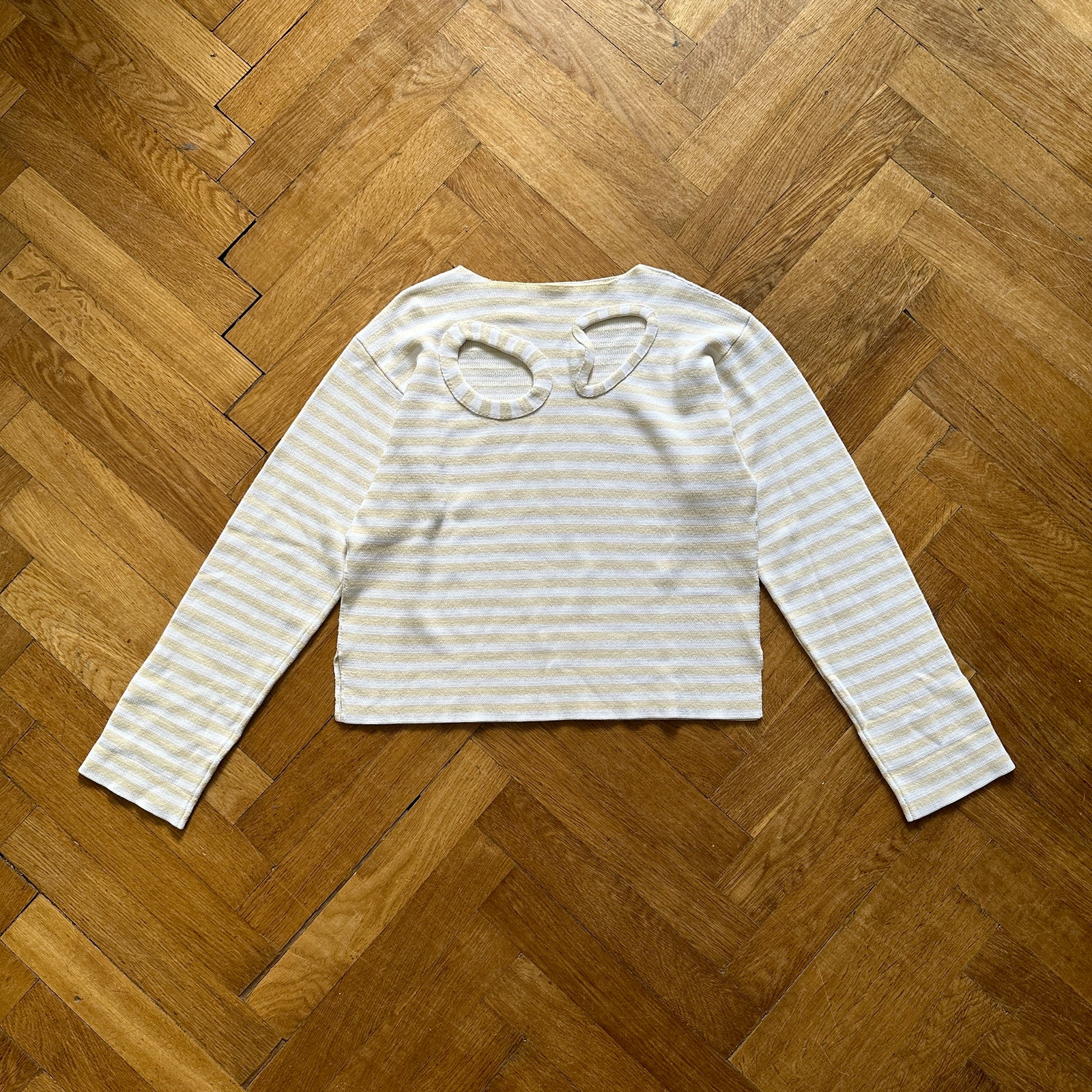 Celine by Phoebe Philo Cut Out Knit Striped Sweater