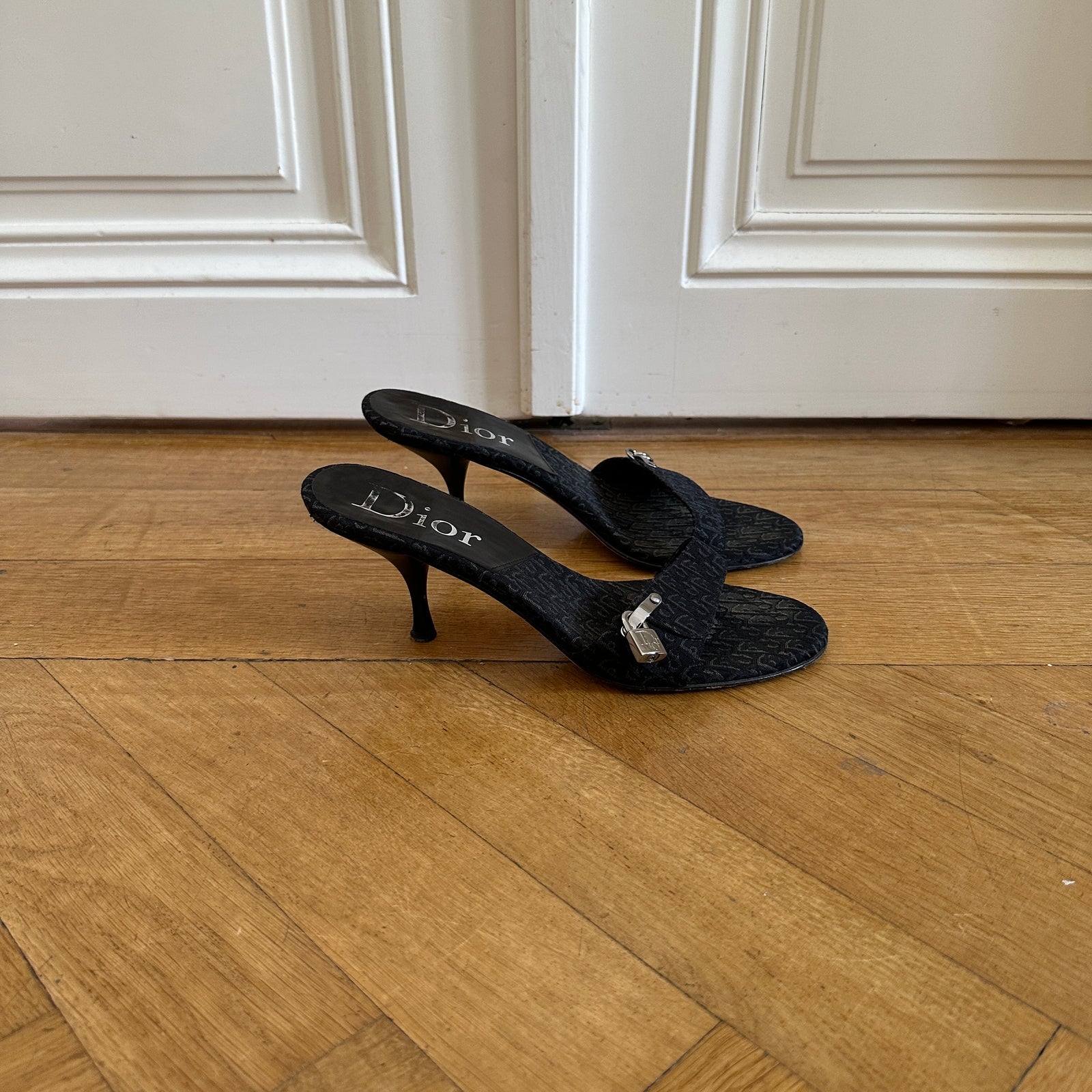 Christian Dior by John Galliano Monogram Key Lock Heeled Sandals