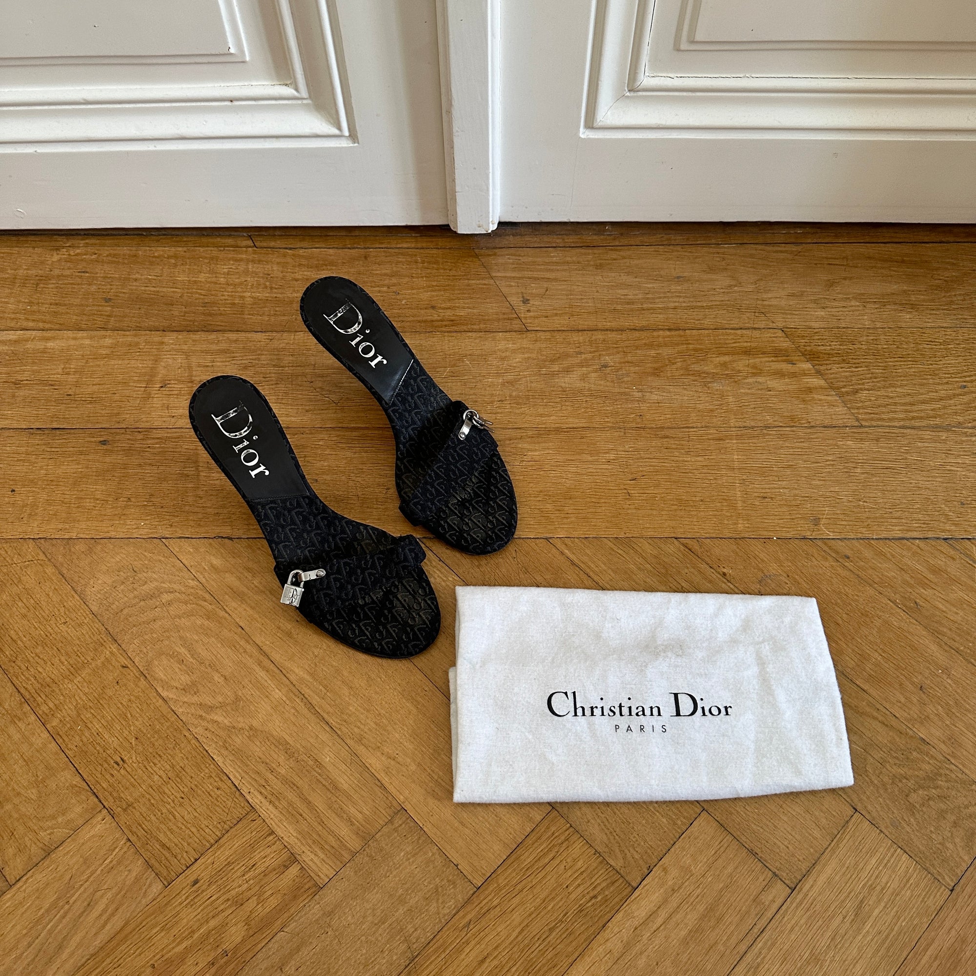 Christian Dior by John Galliano Monogram Key Lock Heeled Sandals