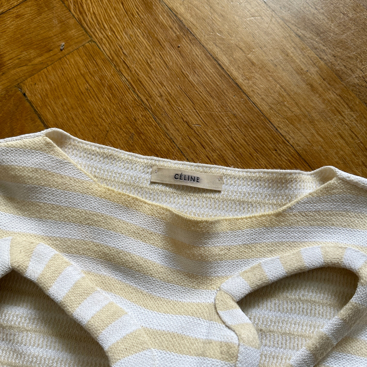 Celine by Phoebe Philo Cut Out Knit Striped Sweater