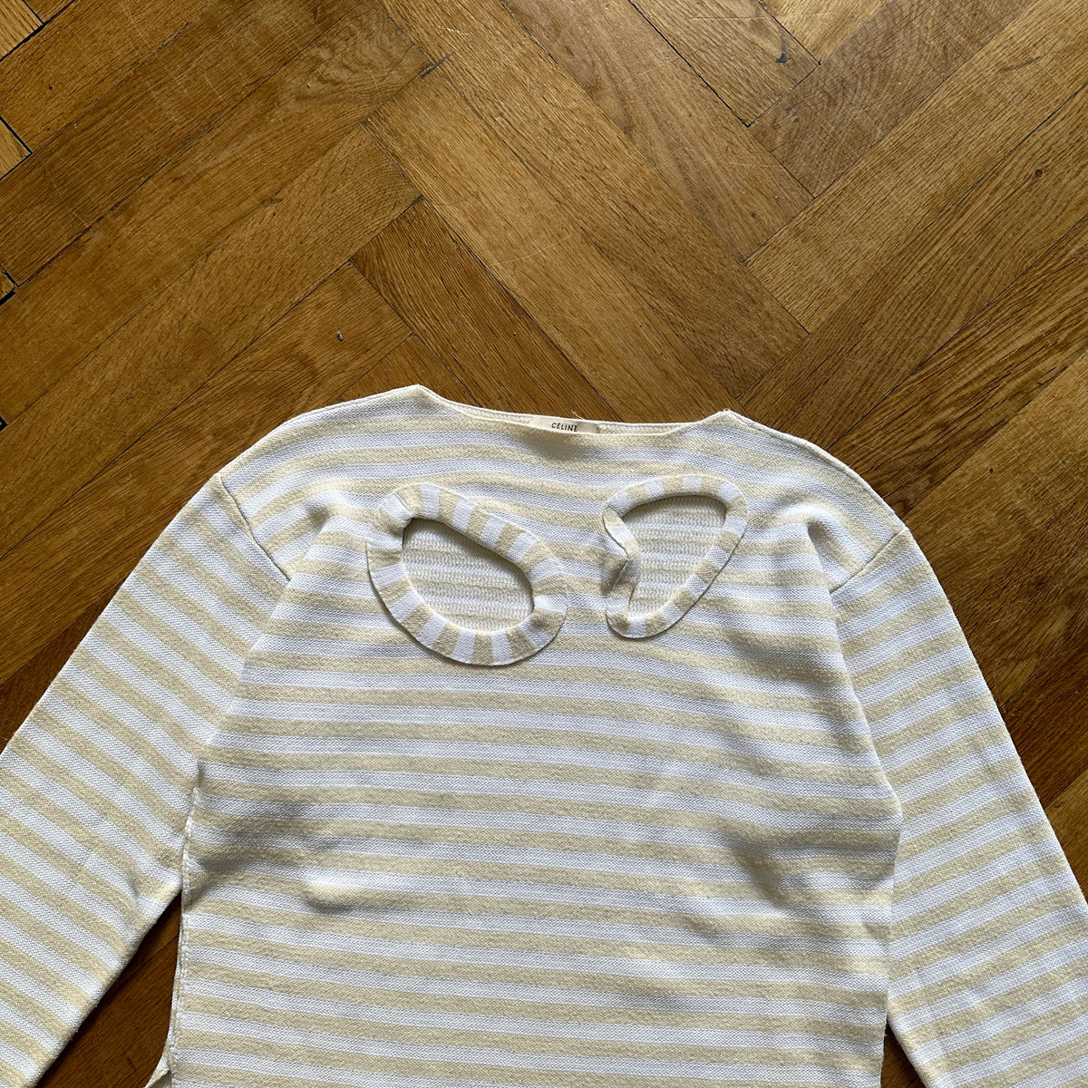 Celine by Phoebe Philo Cut Out Knit Striped Sweater