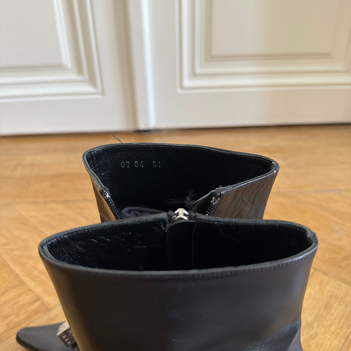 Chrstian Dior by John Galliano AW04 Black Leather Dice Heels
