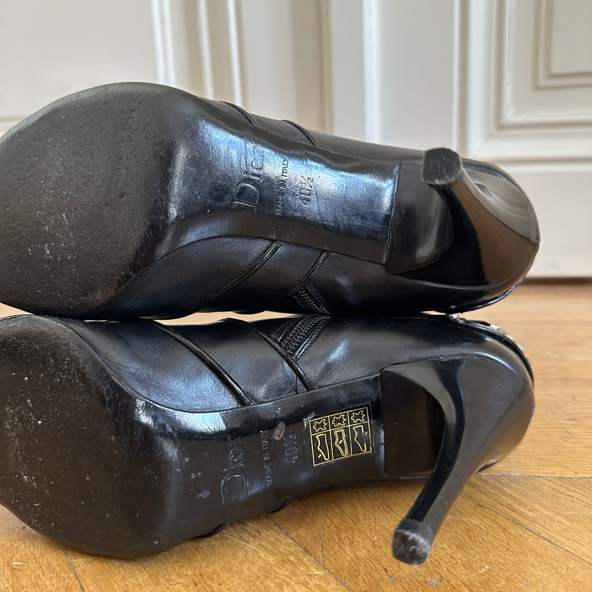 Chrstian Dior by John Galliano AW04 Black Leather Dice Heels