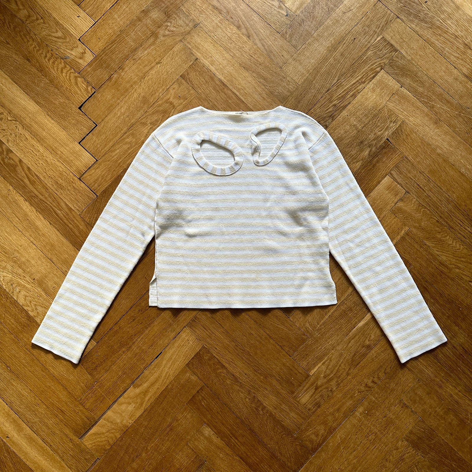 Celine by Phoebe Philo Cut Out Knit Striped Sweater
