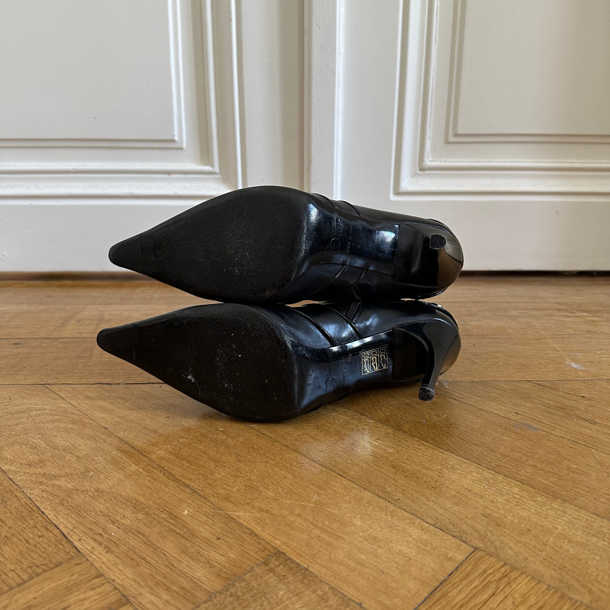 Chrstian Dior by John Galliano AW04 Black Leather Dice Heels