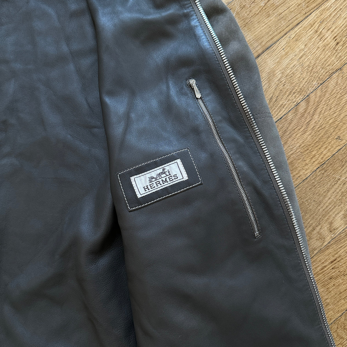 Hermès Suede Leather Blouson With Detachable Collar