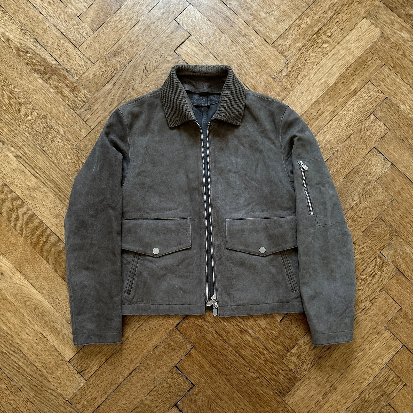 Hermès Suede Leather Blouson With Detachable Collar