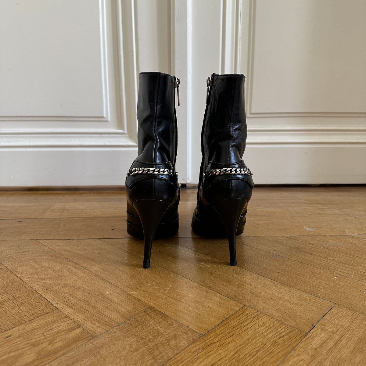 Chrstian Dior by John Galliano AW04 Black Leather Dice Heels