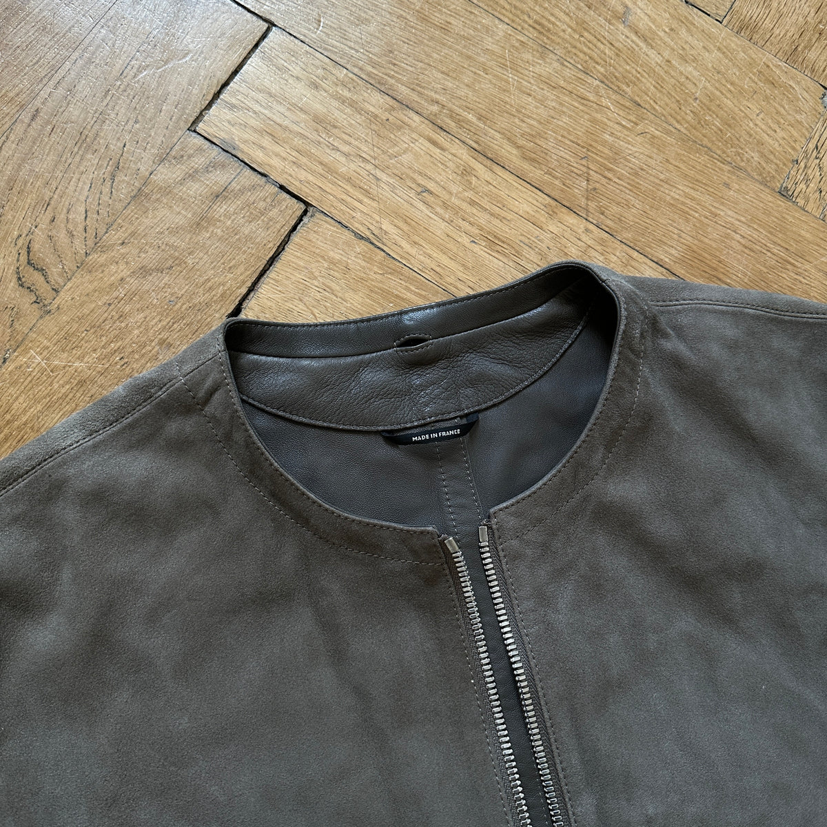 Hermès Suede Leather Blouson With Detachable Collar