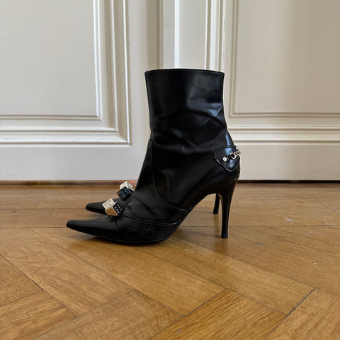 Chrstian Dior by John Galliano AW04 Black Leather Dice Heels
