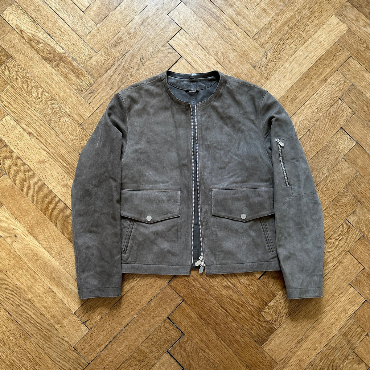 Hermès Suede Leather Blouson With Detachable Collar