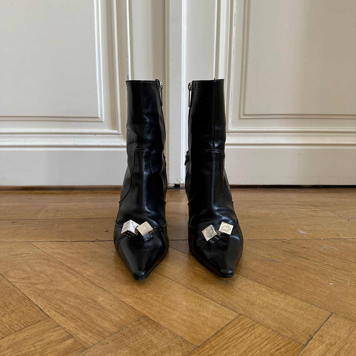 Chrstian Dior by John Galliano AW04 Black Leather Dice Heels