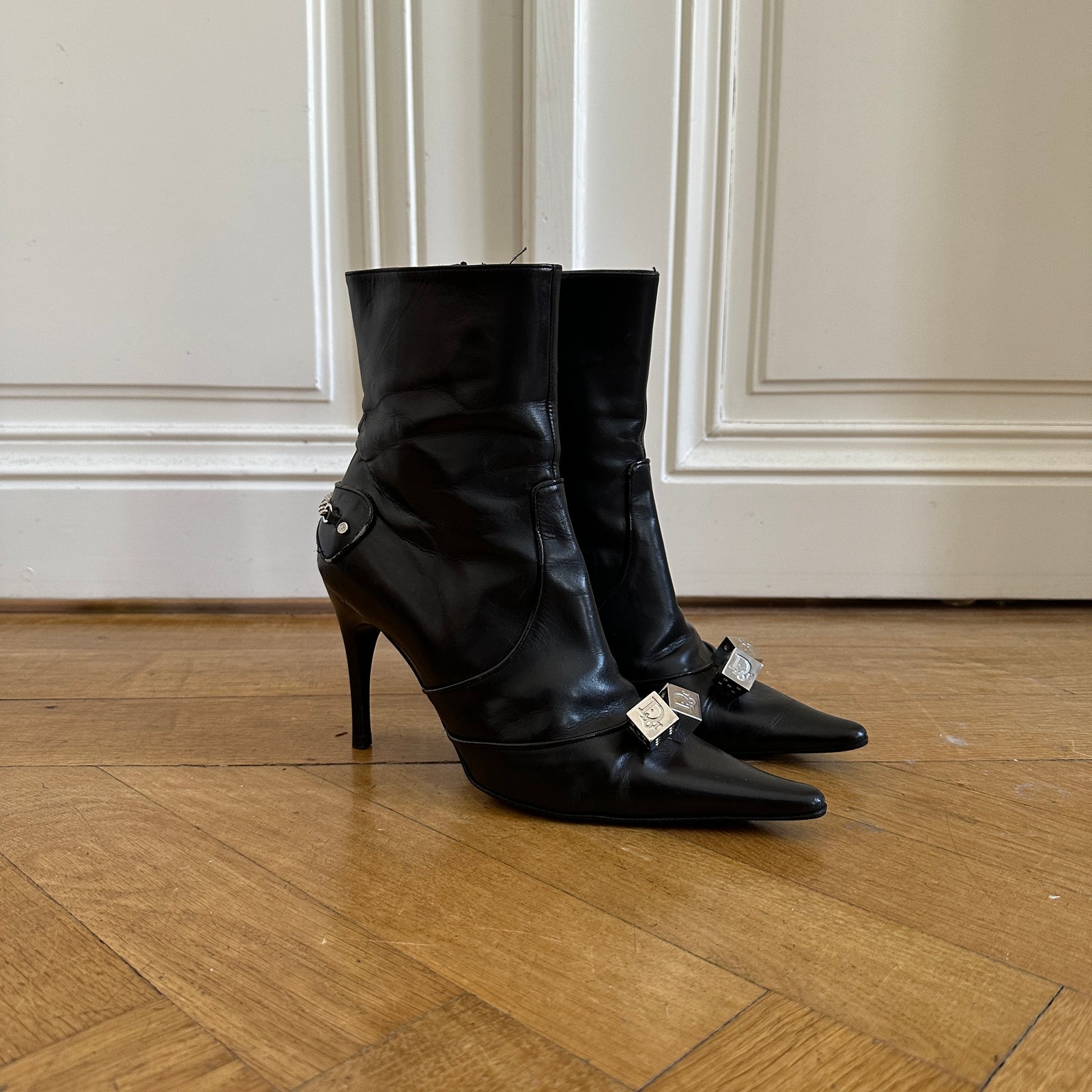 Chrstian Dior by John Galliano AW04 Black Leather Dice Heels