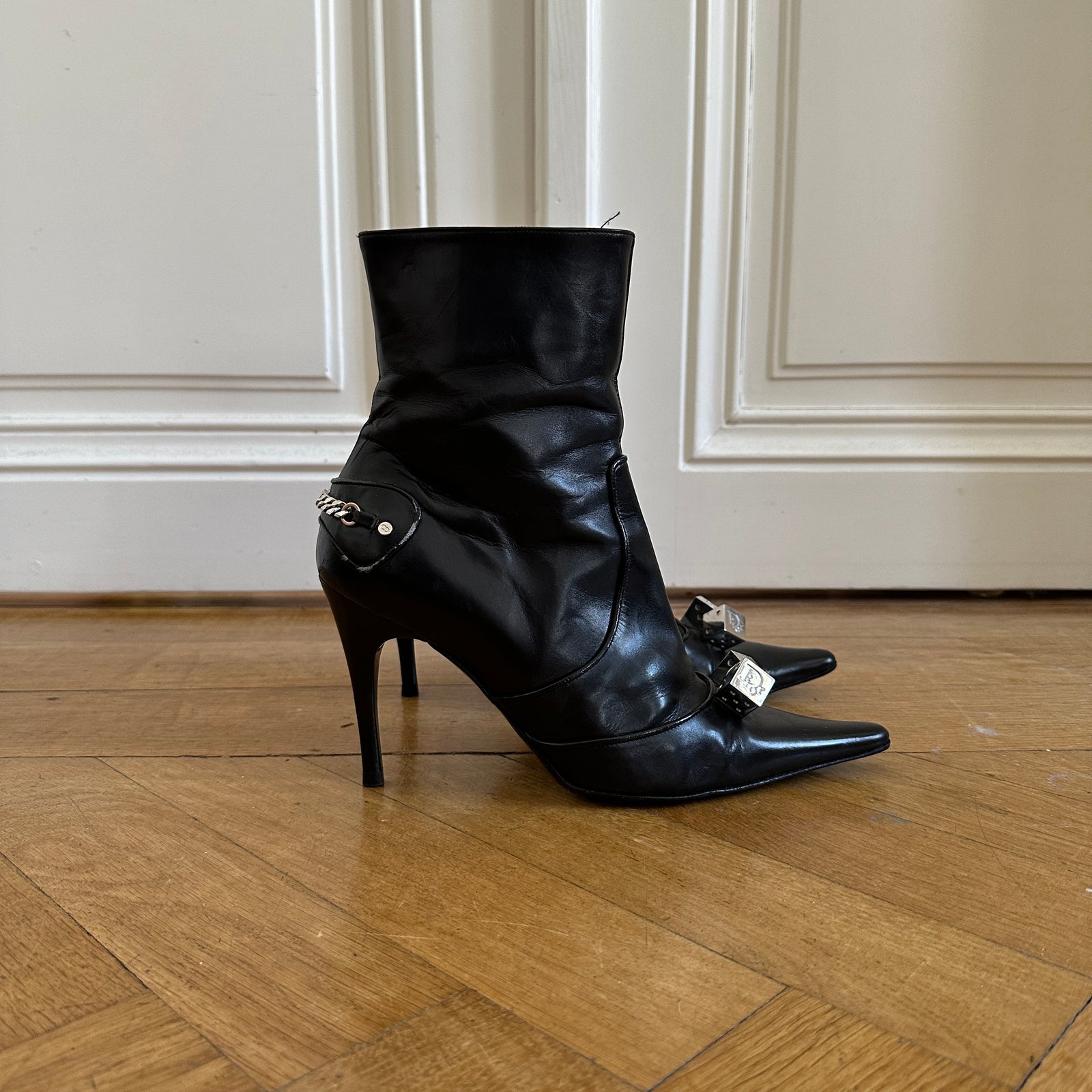 Chrstian Dior by John Galliano AW04 Black Leather Dice Heels
