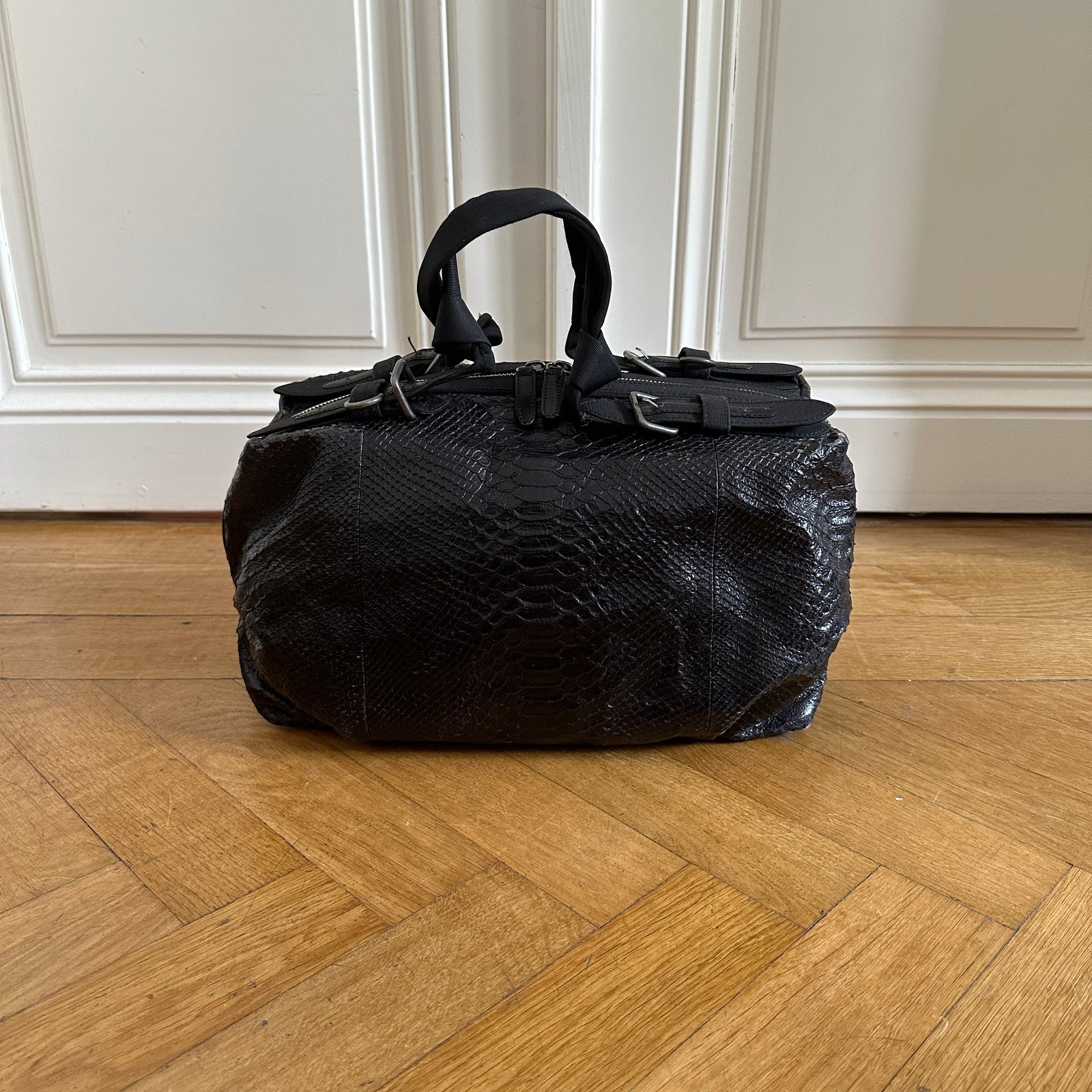 Dries Van Noten Black Snakeskin Hand Bag