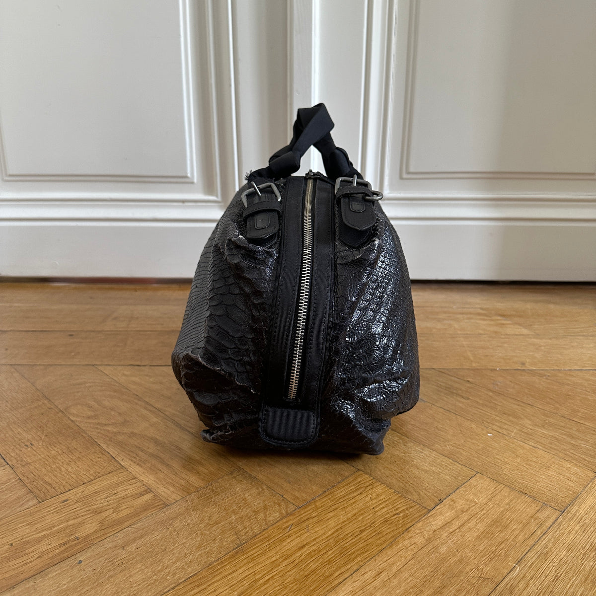 Dries Van Noten Black Snakeskin Hand Bag