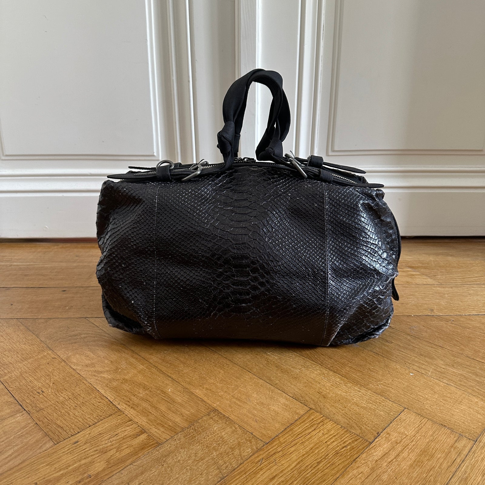 Dries Van Noten Black Snakeskin Hand Bag